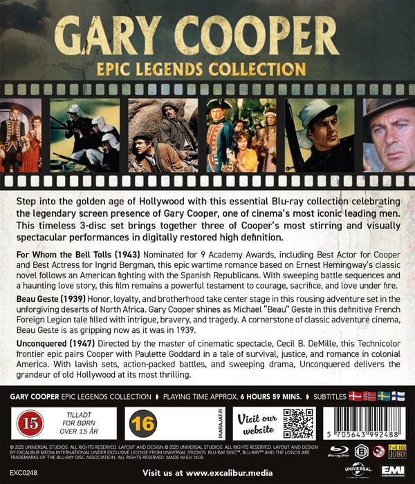 Gary Cooper: 3 Movie Collection / For Whom the Bell Tolls, Beau Geste, Unconquered (3 Blu-ray / Limited Collector's Edition)