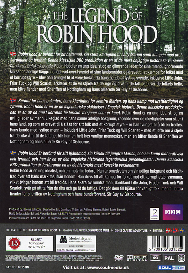 The Legend of Robin Hood: Minisarja (1975) (3 DVD)