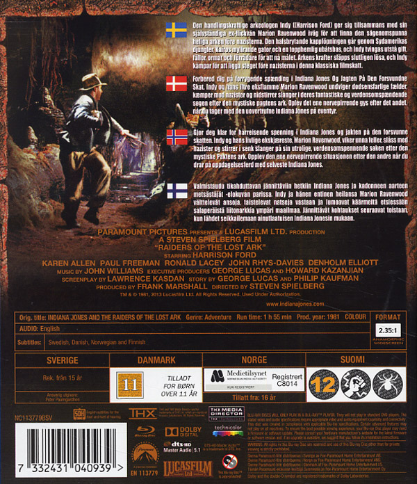 Indiana Jones 1: Jagten på den forsvundne skat / Indiana Jones and the Raiders of the Lost Ark (Blu-ray)