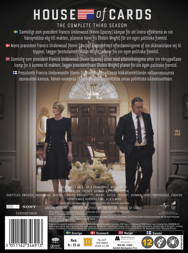 House of cards / Sæson 3 (4 DVD)