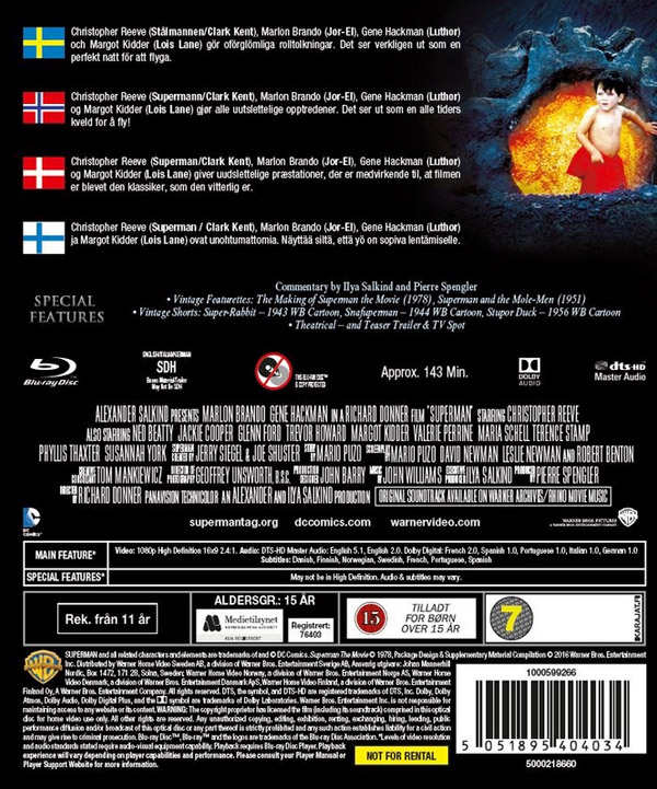 Superman 1 / Nyutgåva (Blu-ray)