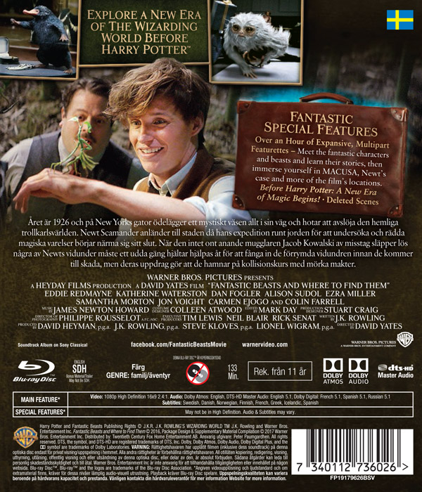 Fantastiske skabninger og hvor de findes / Fantastic Beasts and Where to Find Them (Blu-ray)