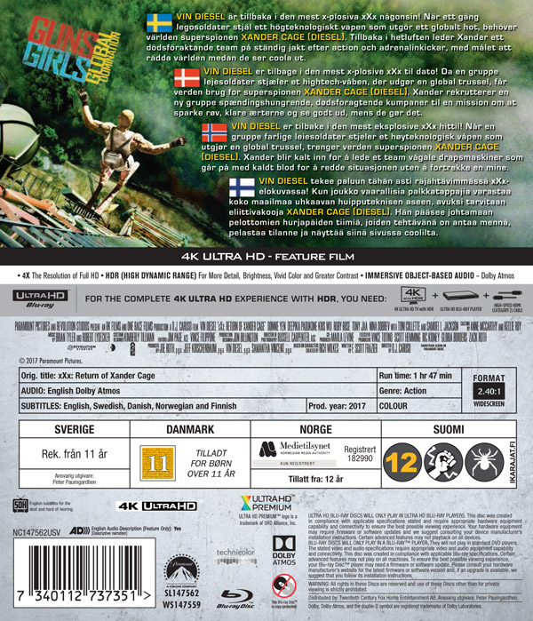 XXX - Xander Cagen paluu (4K UHD + Blu-ray)