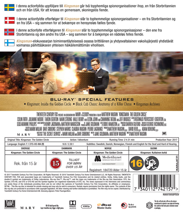 Kingsman 2 - Kultainen kehä (Blu-ray)