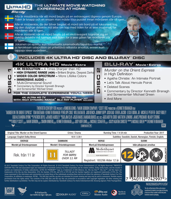 Mordet på Orientekspressen (2017) (4K UHD + Blu-ray)
