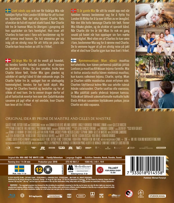 Mia og den hvide løve / Mia and the white lion (Blu-ray)