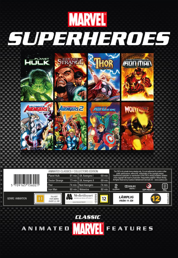 Marvel Superheroes: Classic Animated Collection / Ultimate Avengers, Thor, Iron Man, Planet Hulk (8 DVD)