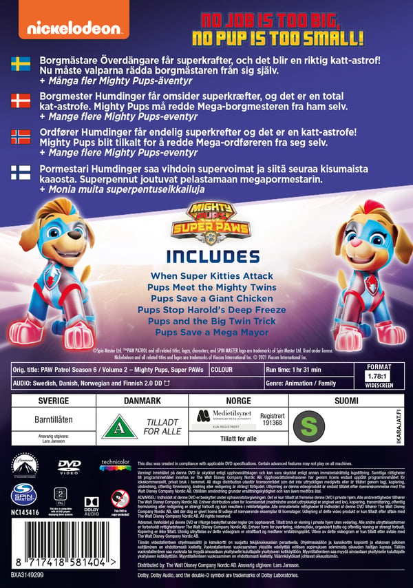 Paw Patrol / Sæson 6 vol 2 (DVD)