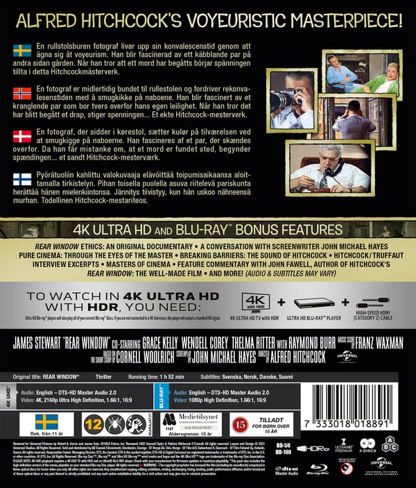 Hitchcock: Takaikkuna / Rear Window (4K UHD + Blu-ray)