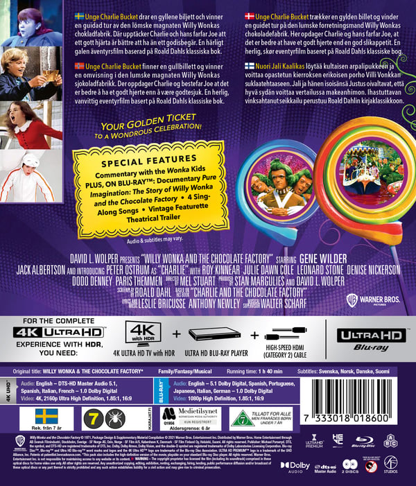 Jali ja suklaatehdas (1971) / Willy Wonka & the chocolate factory (4K UHD + Blu-ray)