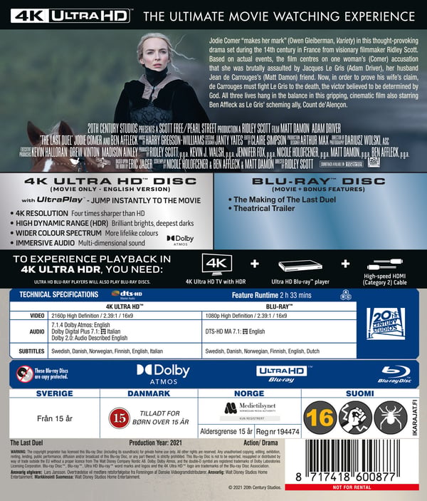 The Last Duel (4K UHD + Blu-ray)