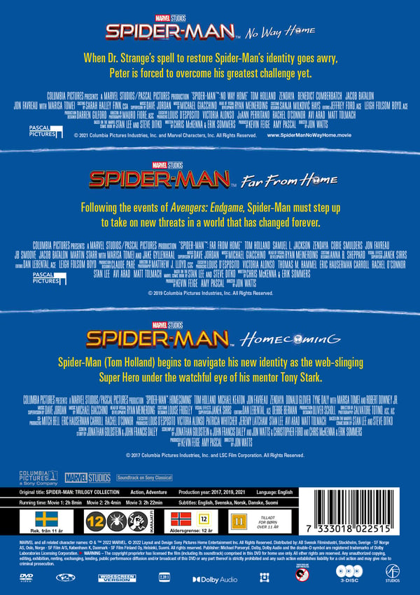 Spider-Man: Tom Holland Trilogy (3 DVD)