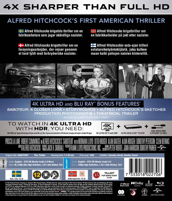 Hitchcock: Sabotör / Saboteur (4K UHD + Blu-ray)