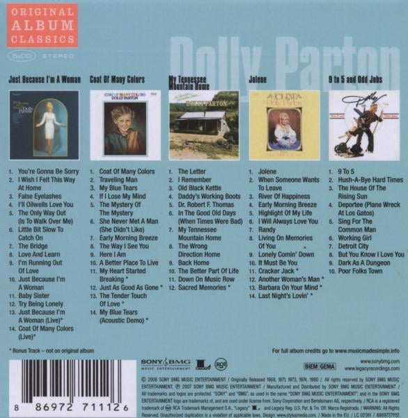 Parton Dolly: Original album classics 1968-80 (5 CD)