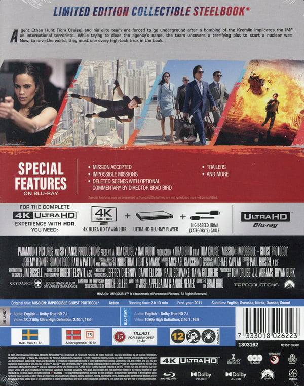 Mission: Impossible 4 - Ghost Protocol (4K UHD + Blu-ray / Limited ...