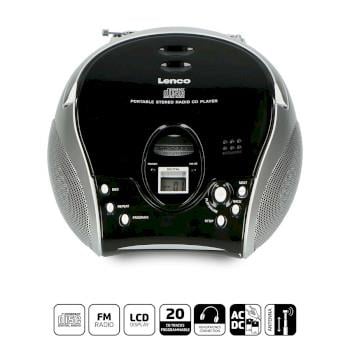 Lenco Bärbar stereo FM-radio med CD-spelare Svart/silver
