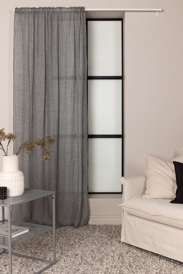 Rosendimma Mørkegrå 2-pack gardiner 135x240 cm i linne-look