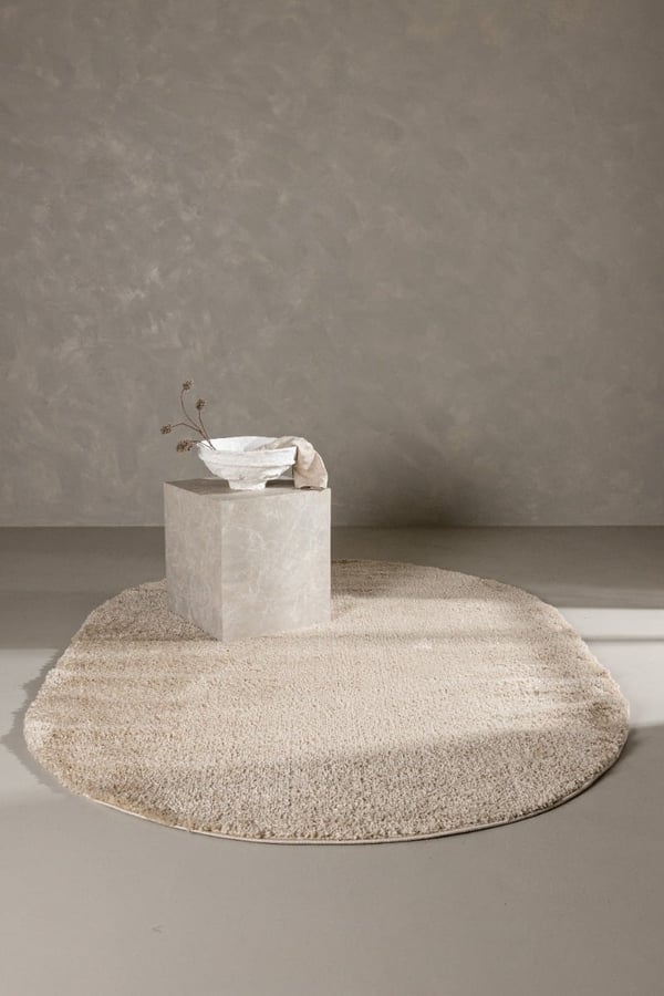 Nora Beige Oval Ryatæppe 240x340 cm i Polypropylen