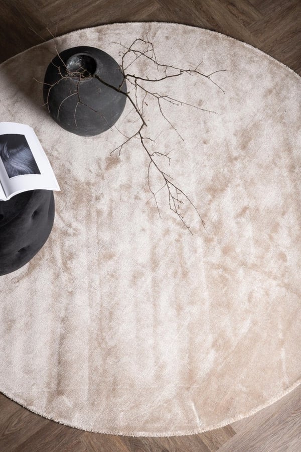 Brillo Beige Rund 200 cm Viskosmatta