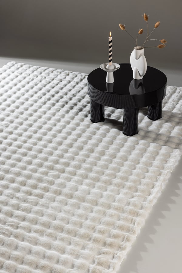 Niva Hvid Tæppe 200x290 cm Ryatæppe i Polyester