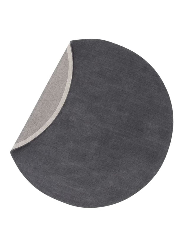 Aliora Mørkgrå Rund Tæppe 200 cm i Uld og Polyester