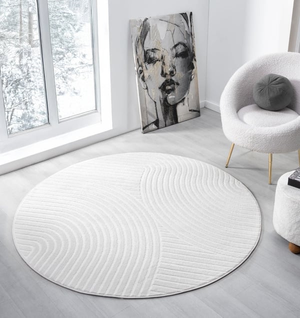 Bella Spin Offwhite Rund 120 cm Wilton tæppe