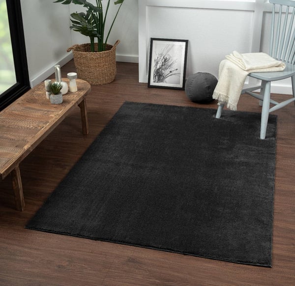 Cat Svart Vaskbar Sort Tæppe 140x200 cm