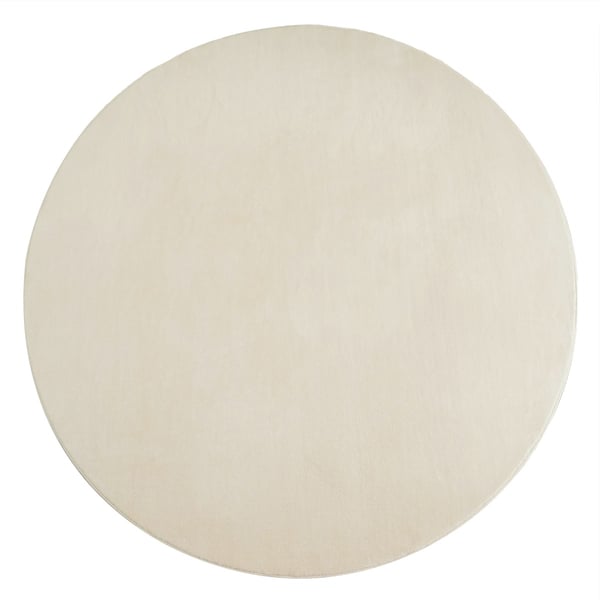 Comfy Beige Rund Vaskbar Ryatæppe 240 cm