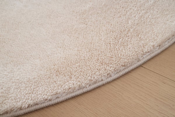 Fluffy Beige Rund vaskbar blød ryatæppe 160 cm