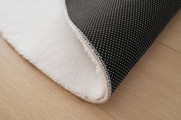 Fluffy Rund Tæppe 120 cm Offwhite - Vaskbart og Blødt Polyester