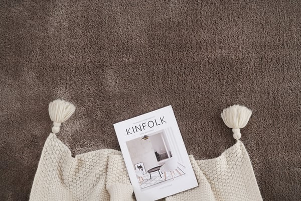 Fluffy Taupe Rundt Vaskbart Blødt Gulvtæppe 160 cm