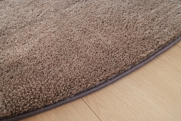 Fluffy Taupe Rund 120 cm Tvättbar Mjuk Ryamatta