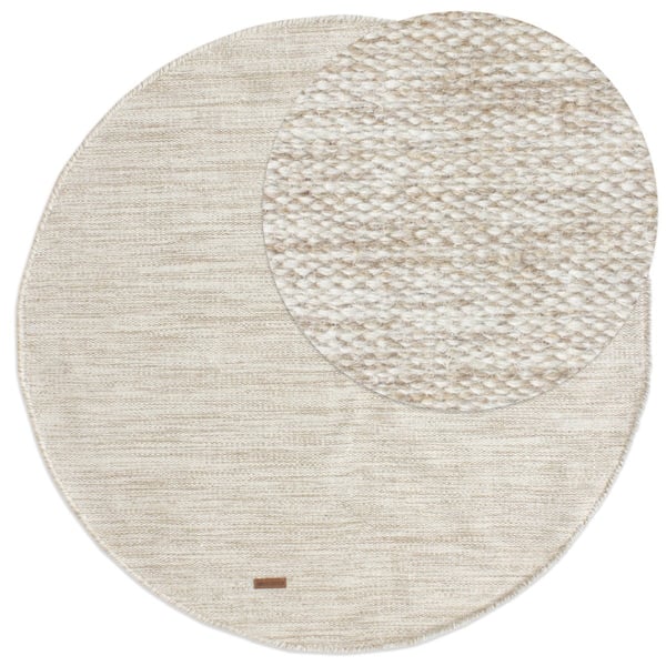 Lunda Beige Rund 160 cm Ullmatta