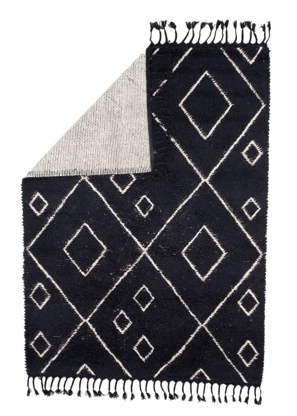 Lunora Sort Uldmåtte 160x230 cm – Blød og Tykkelse Komfort