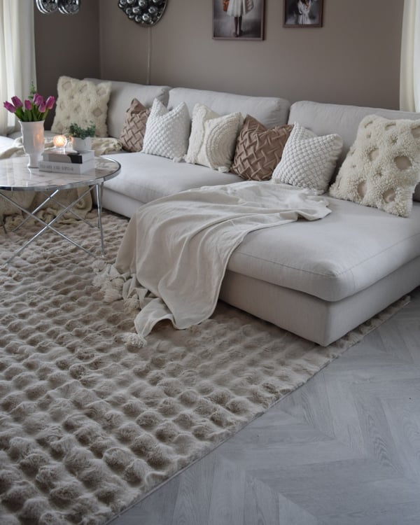 Rabbit Bubble Taupe Vaskbar Pelsmåtte 160x230 cm