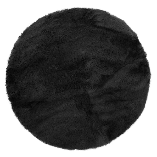 Rabbit Eco Sort Rundt Tæppe 80 cm - Blødt og Komfortabelt