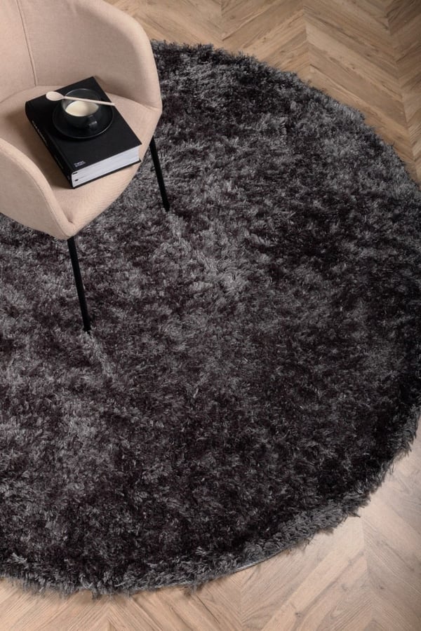 Harit Mørkegrå Rund Ryamatta 200 cm i 100% Polyester