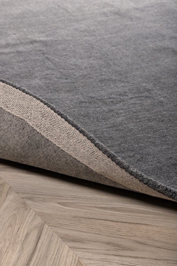 Aliora Mørkgrå Rund Tæppe 200 cm i Uld og Polyester