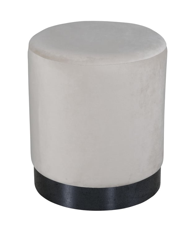 Sittpuf Thessaly Beige i blødt fløjl med sort metalbase