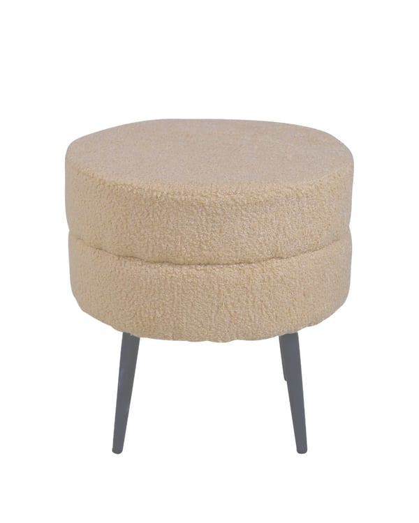 Siddpuf Grellowfen Beige i blødt teddystof