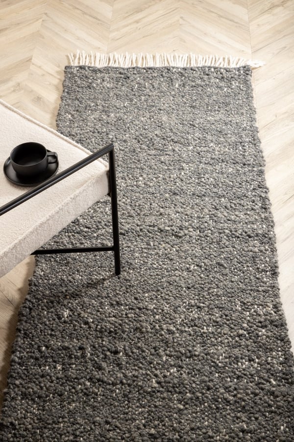 Boa Grå Uldmåtte 80x250 cm - Blød og Holdbar
