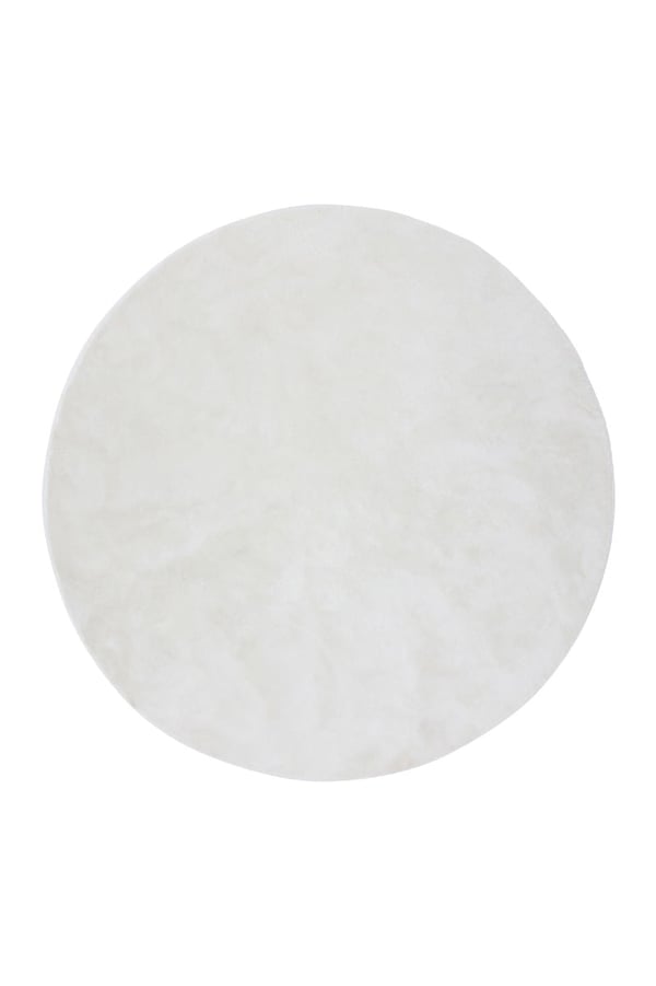 Haki Hvid Rund Pelsmåtte 200 cm i Polyester