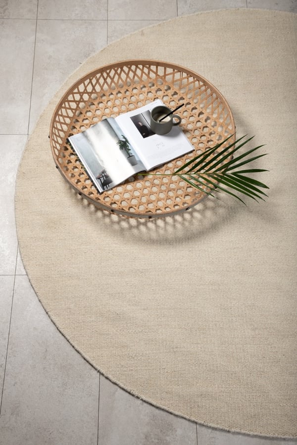 Anata Beige Rund 200 cm Ullmatta