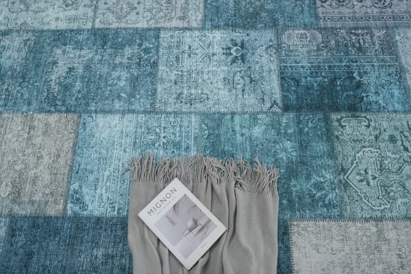 Vero Flora Blå 200x290 cm Patchwork Matta