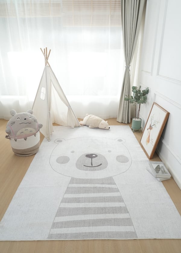 Zappy Bear Børnetæppe Kræm 160x230 cm i Polyester