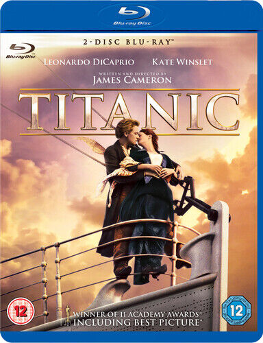 Titanic DVD (2012) med Leonardo DiCaprio, Instruktør James Cameron, Cert 12, 2 diske, Region 2