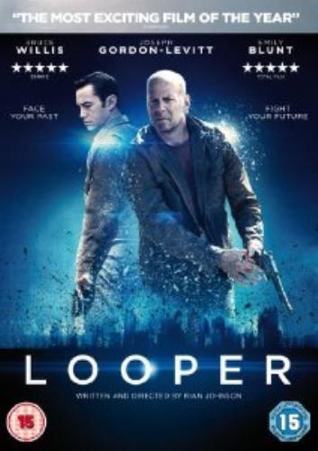 Looper DVD (2013) med Bruce Willis, regi Johnson, aldersgrense 15