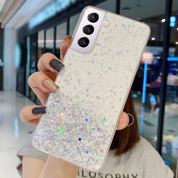 Sparkling Shockproof TPU Soft Phone Case Samsung Galaxy S22 Ultra 5G Glitter Clear