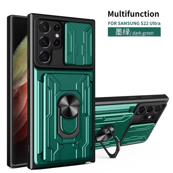 Heavy Duty Magnetic Luxury Camera Cover Card Slot Shockproof Stand Phone case Samsung Galaxy S20 Green with Magnetic Ring Holder