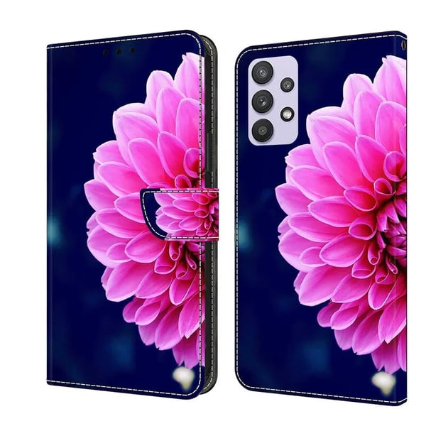 Painted Flip Leather Wallet Phone Case Samsung Galaxy A04S Pink Petals